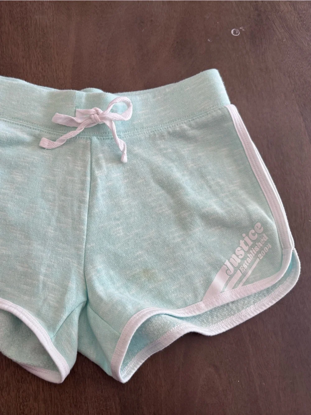 Justice Girls Active Cotton Shorts - Size 10 Logo Mint With White Stripe